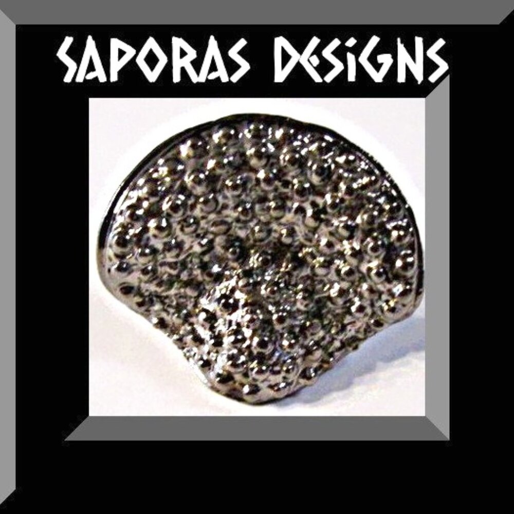 Gun Metal Horse Saddle Design Ring Size 8 Black In Color